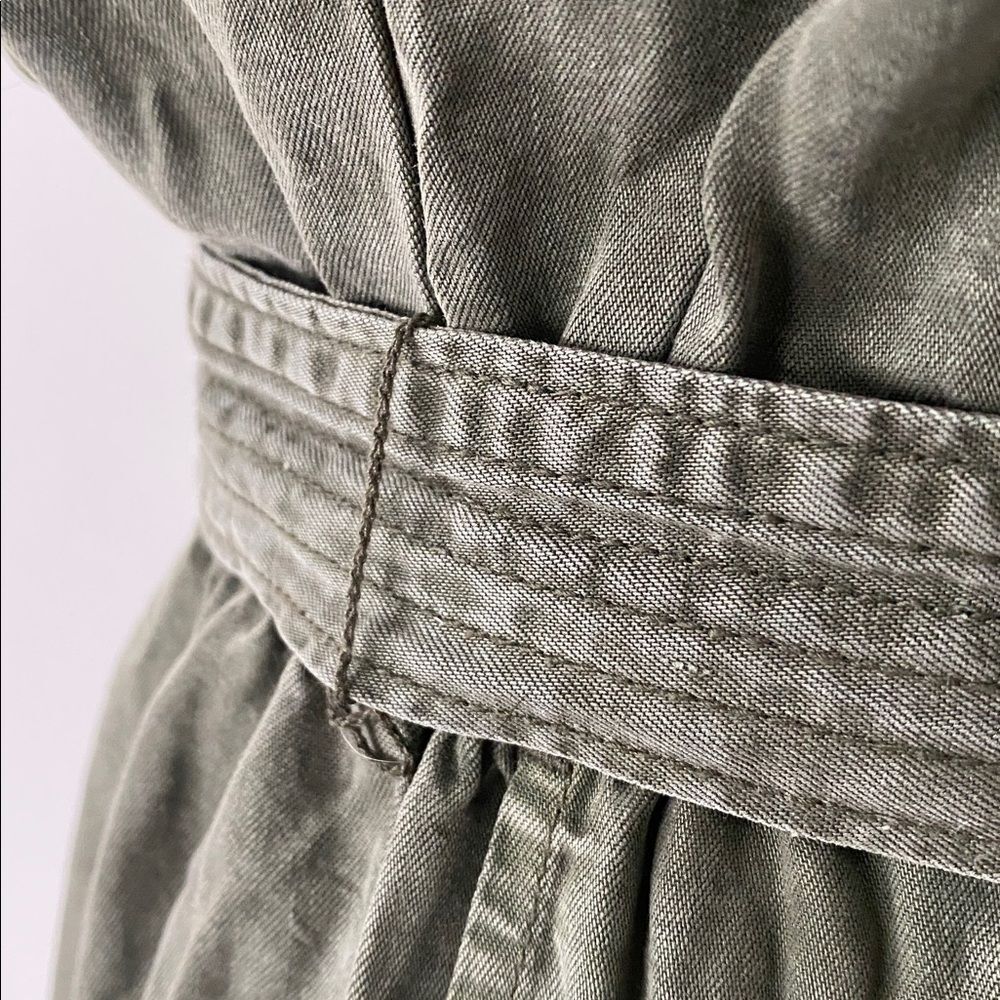 Abercrombie & Fitch Olive Green Jumpsuit Medium Belt Boho Preppy Casual Vacation - Picture 12 of 13